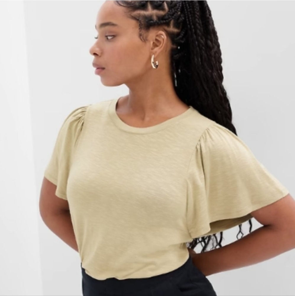 GAP White Flutter Sleeve Relaxed Blouse